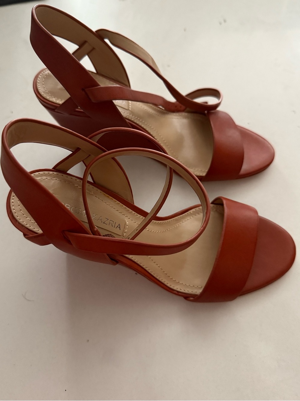 BCBGMaxAzria Strappy Low wedge Heel Sandals